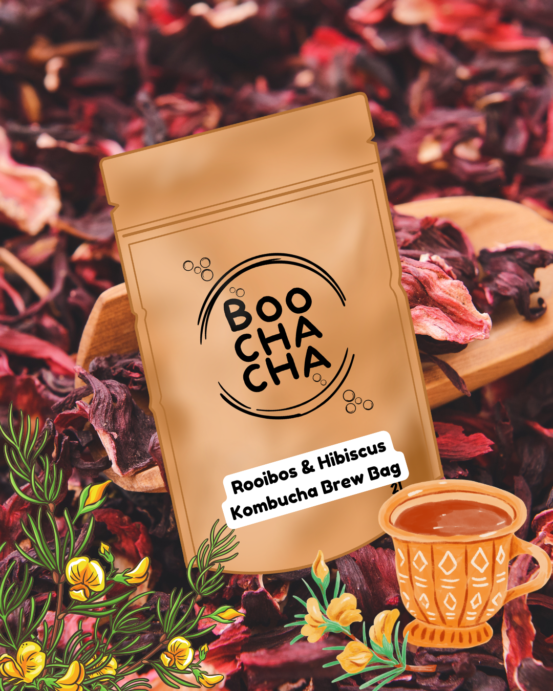 Rooibos & Hibiscus (Caffeine Free) Kombucha Brew Bag