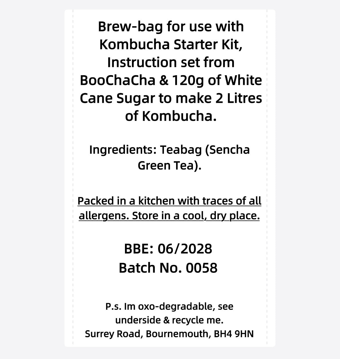 Sencha Green Tea Kombucha Brew Bag