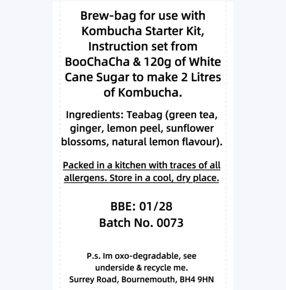 Lemon, Ginger & Green Tea Kombucha Brew-Bag