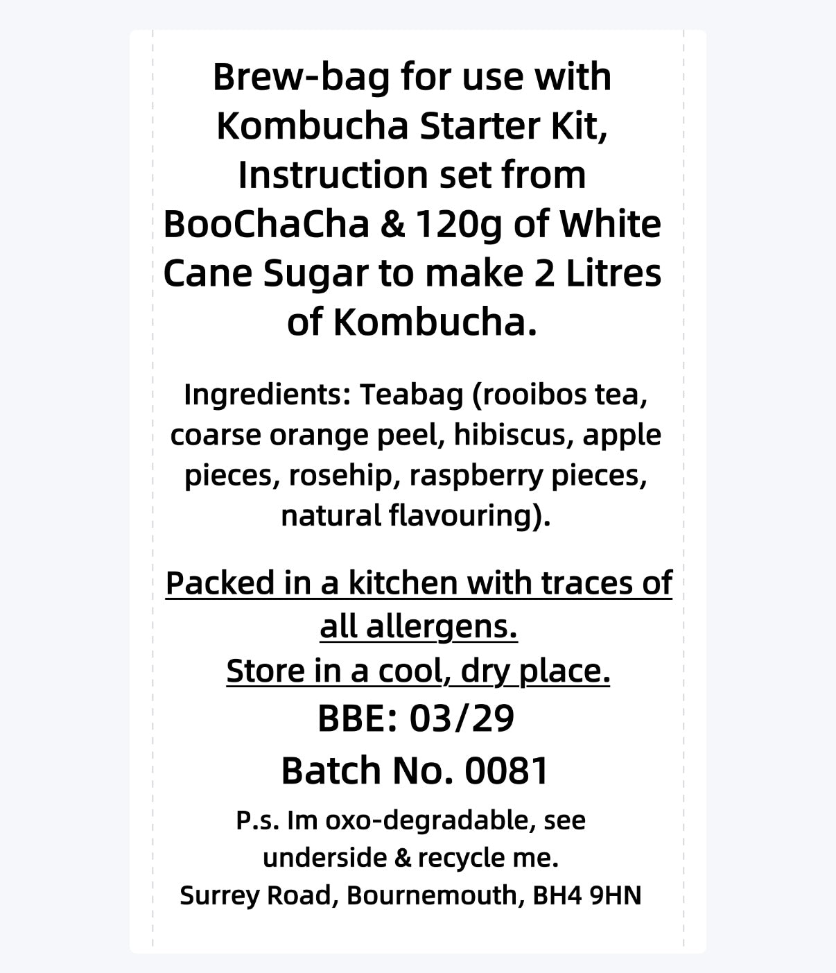 Blood Orange (Caffeine Free) Kombucha Brew Bag