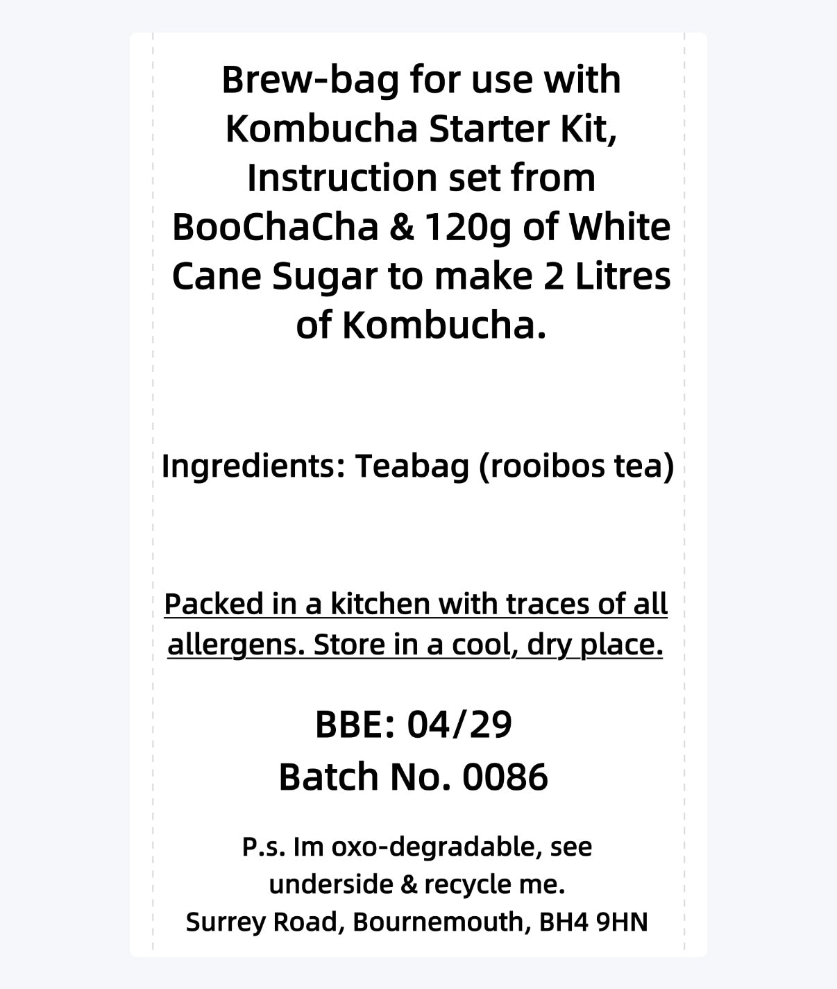 Rooibos (Caffeine Free) Kombucha Brew Bag