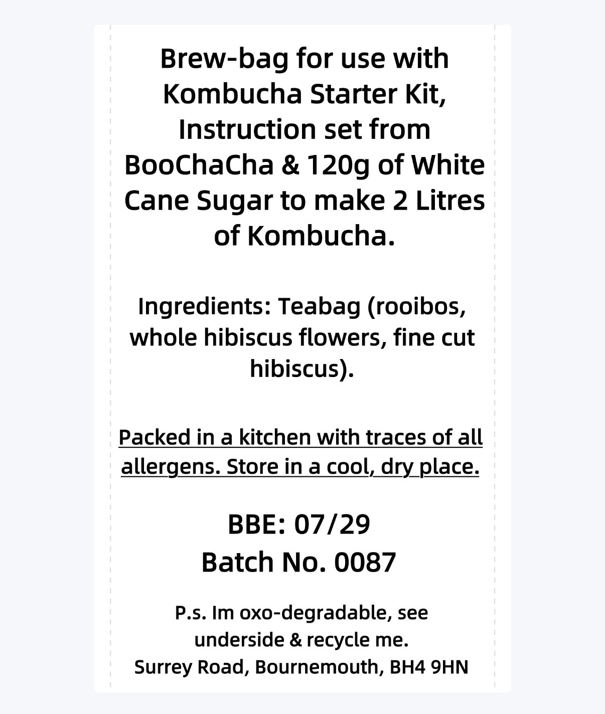 Rooibos & Hibiscus (Caffeine Free) Kombucha Brew Bag
