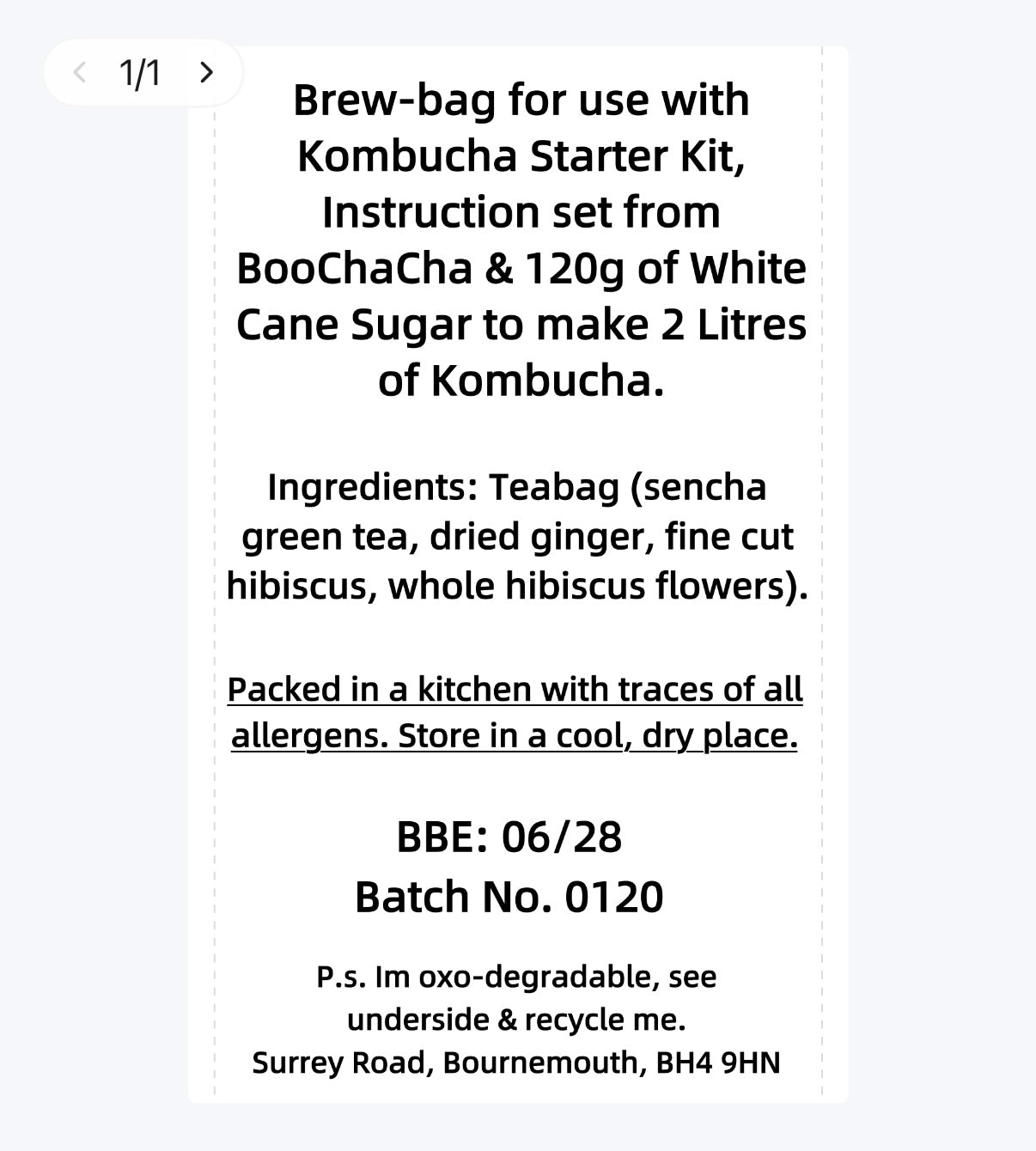 Ginger & Hibiscus Kombucha Brew Bag