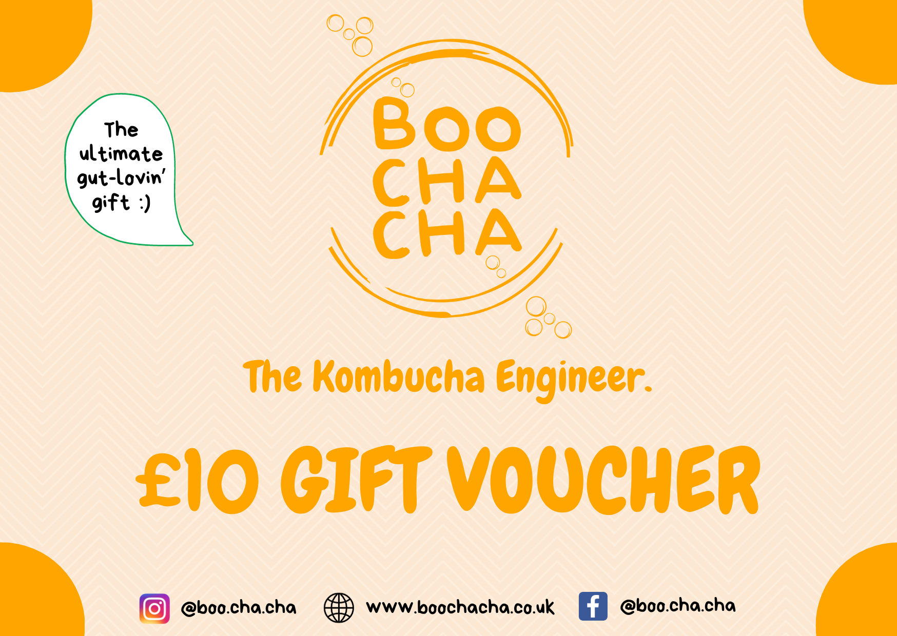 Gift voucher with boochacha branding for £10 - the ultimate gut loving gift - boochacha
