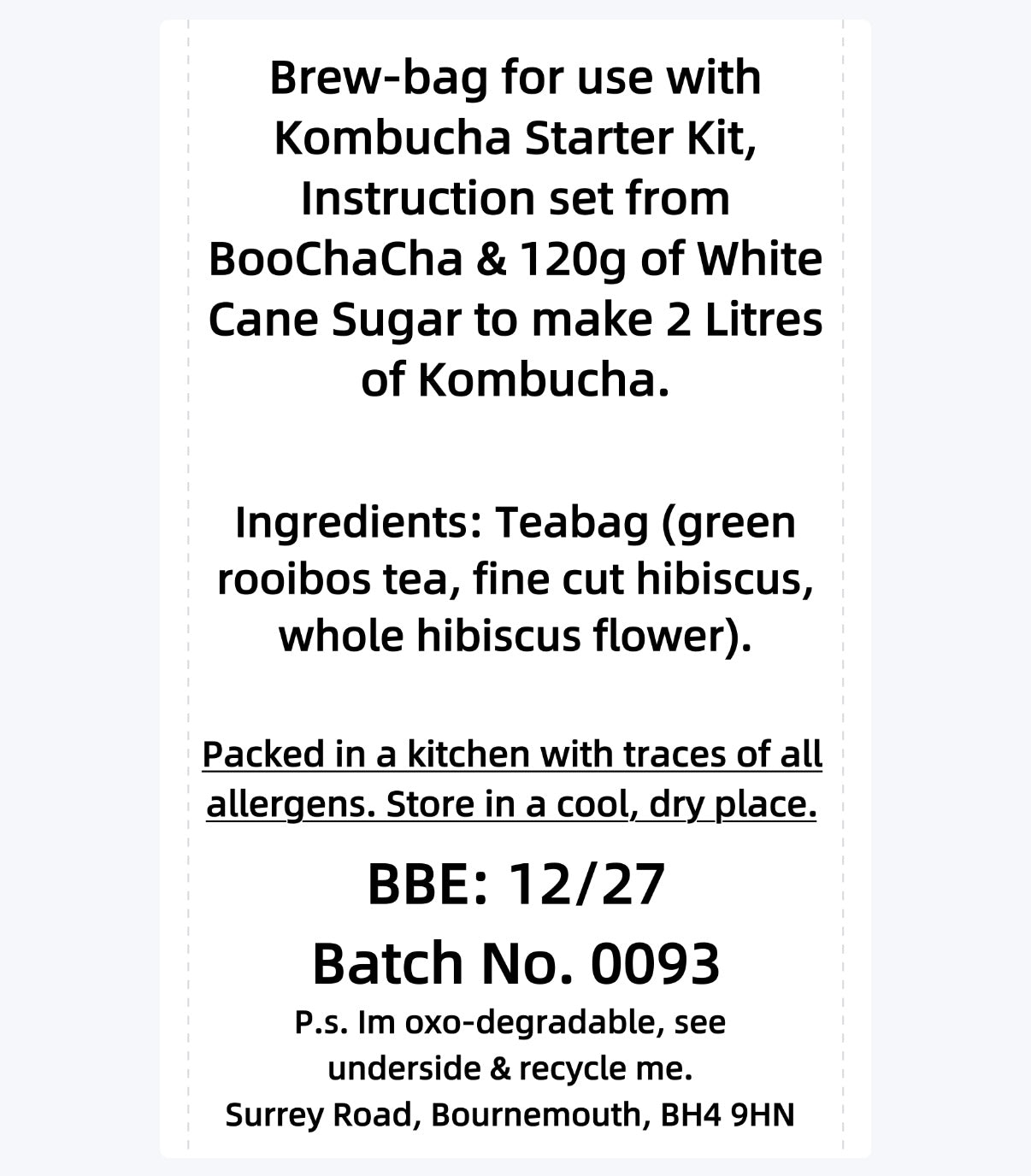 Green Rooibos & Hibiscus (Caffeine Free) Kombucha Brew Bag
