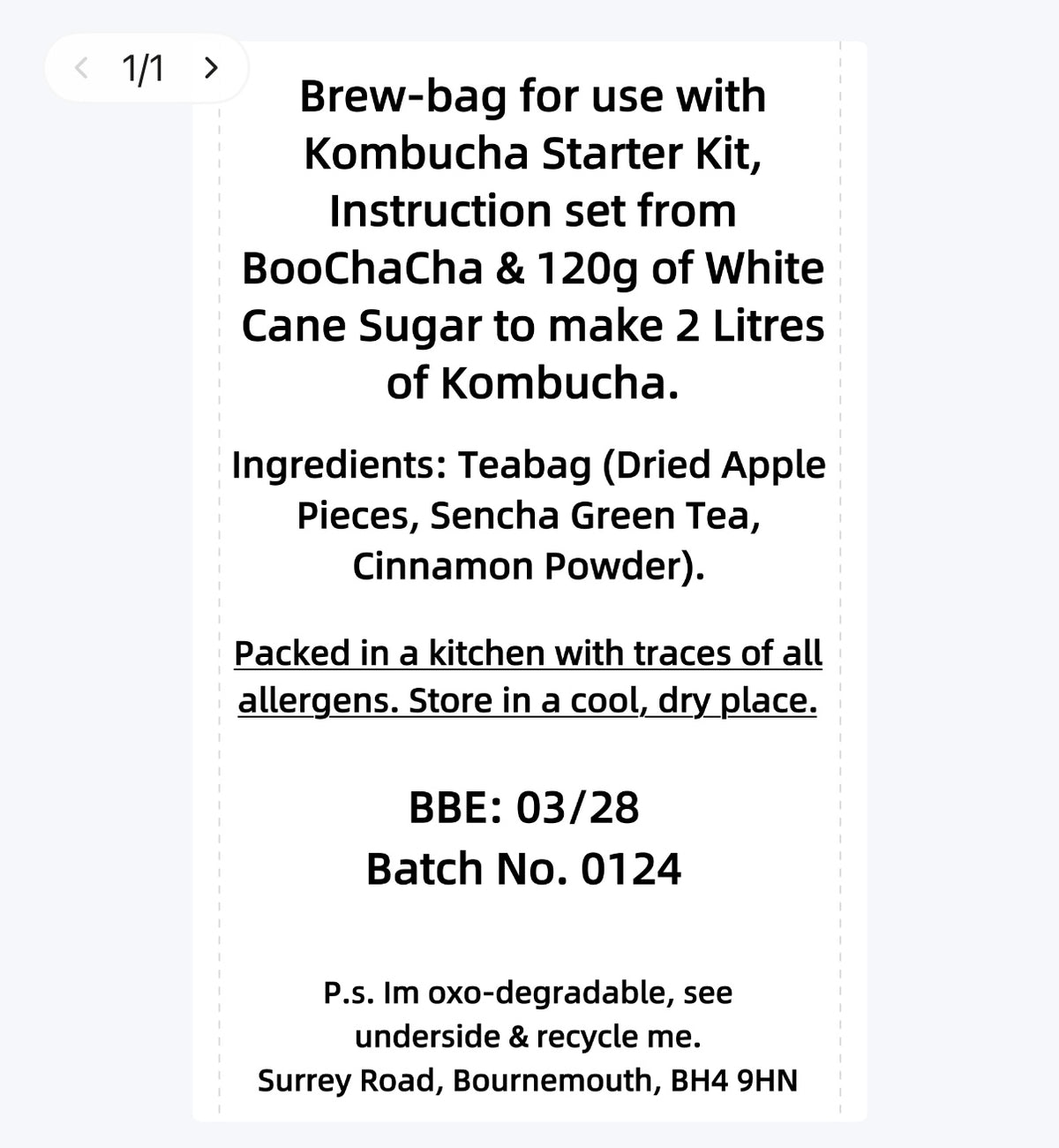 Apple & Cinnamon Kombucha Brew Bag