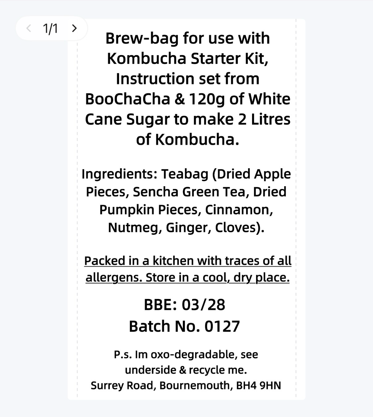 Pumpkin Spice Kombucha Brew Bag