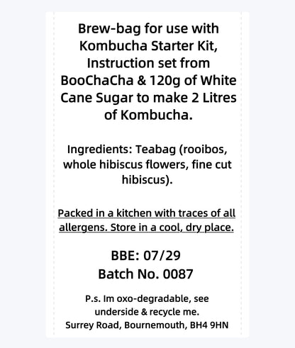 Rooibos & Hibiscus (Caffeine Free) Kombucha Brew Bag