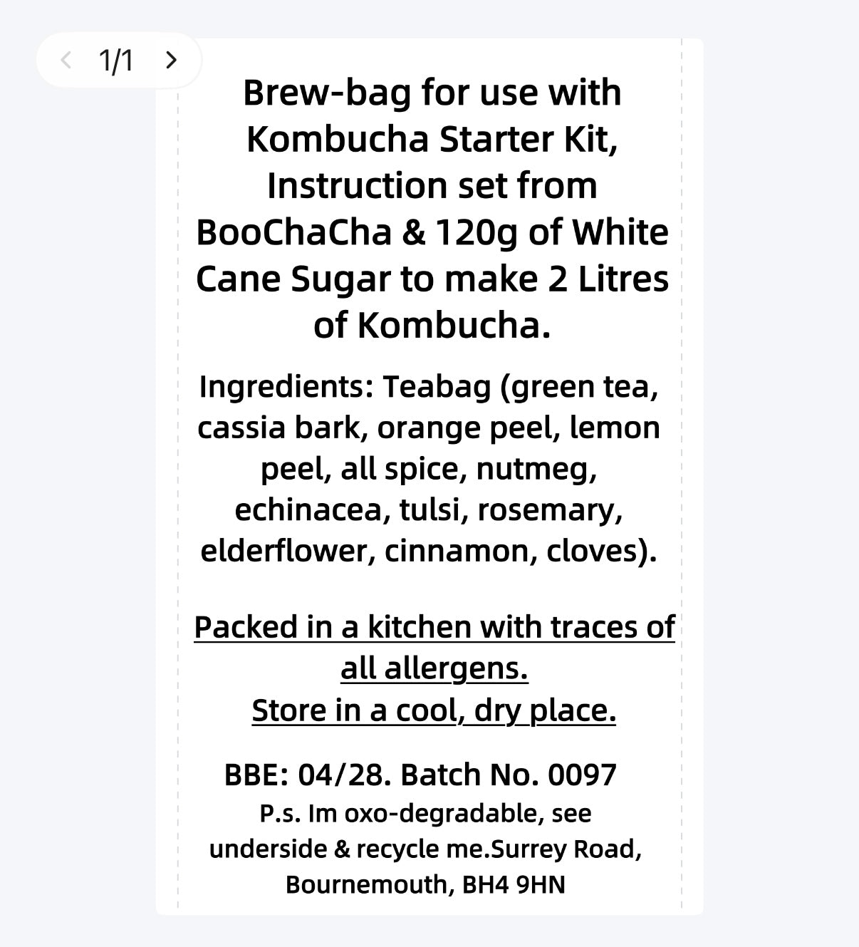 Winter Warmer Kombucha Brew Bag