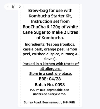 Rooibos & Mulled Wine Kombucha Brew Bag (Caffeine Free)