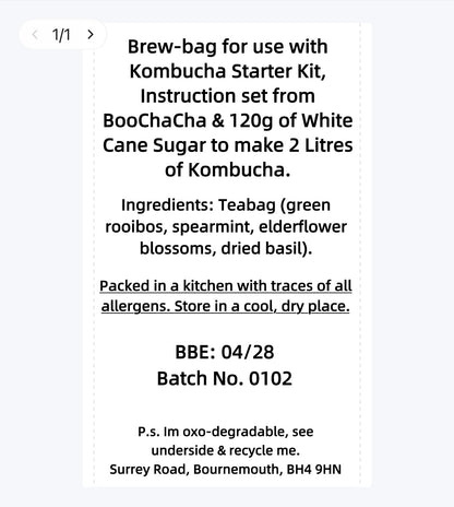 Refreshing (Caffeine Free) Kombucha Brew Bag