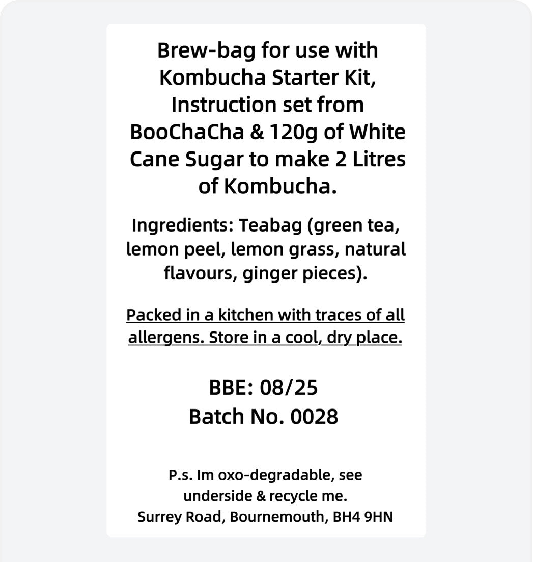 Lemon, Ginger & Green Tea Kombucha Brew-Bag