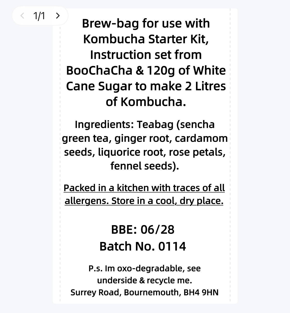 Sencha Chai Kombucha Brew Bag