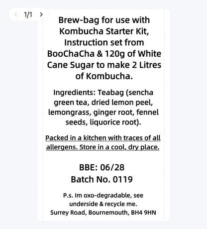 Lemon, Ginger & Green Tea Kombucha Brew-Bag