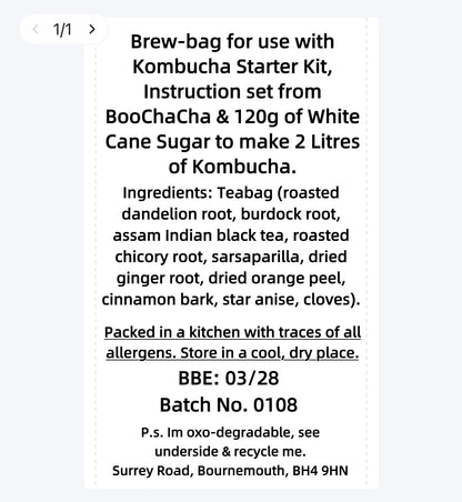 Dandelion & Burdock Kombucha Brew Bag